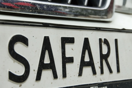 Safari car sign on the back of the truck