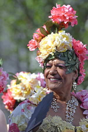 Amsterdam, Netherlands - August 1, 2015: participants in the annual event for the protection of human rights and civil equality - Gay Pride Parade on the Prinsengracht, Amsterdamのeditorial素材