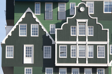 A mix of modern and traditional Dutch architectureの写真素材