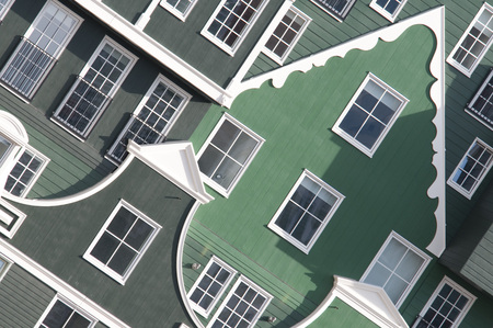 A mix of modern and traditional Dutch architectureの写真素材