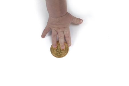 bitcoin gold coin cryptocurrency a digital money conceptの写真素材