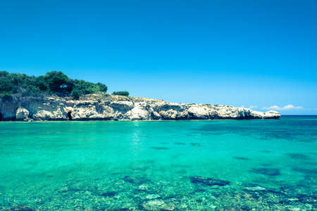 Crystal clear waters and sandstone rocks of the Mediterranean Sea, Cyprus
