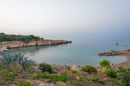Beautiful bay in a misty dayの写真素材