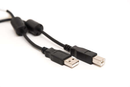 Close-up on a USB cable plugs