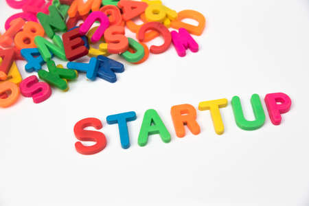 Startup word made of color maget lettersの写真素材