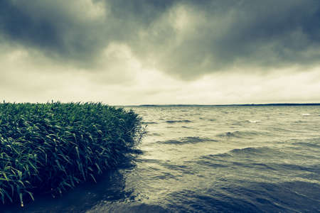 Rough waves on a lakeの写真素材