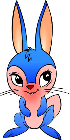 Very cute little blue bunny with big eyesのイラスト素材