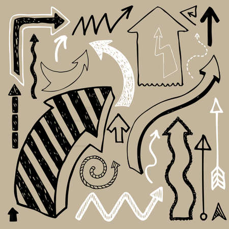 Vector set of hand drawn arrows のイラスト素材