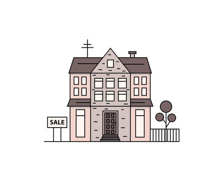 building for sale. Vector editable illustrationのイラスト素材
