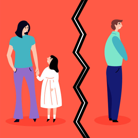 Divorce - husband and wife get divorced. Parting. Collapse of a relationship. stressful situations. Editable vector illustrationのイラスト素材