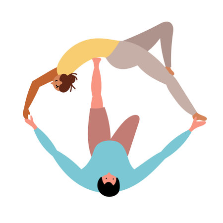 A couple in love, girls and men do yoga. joint meditationのイラスト素材