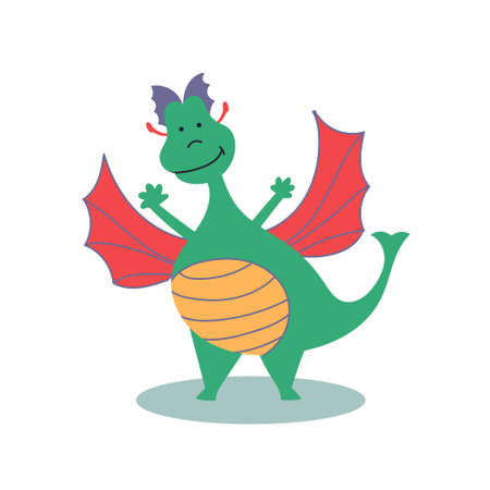 Fairy-tale character cheerful dragon. Fairytales. Editable Vector Illustrationのイラスト素材