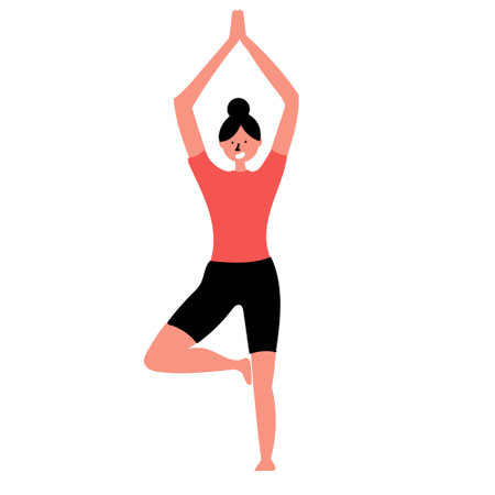 The girl is standing meditating. To do yoga. vector editable fileのイラスト素材