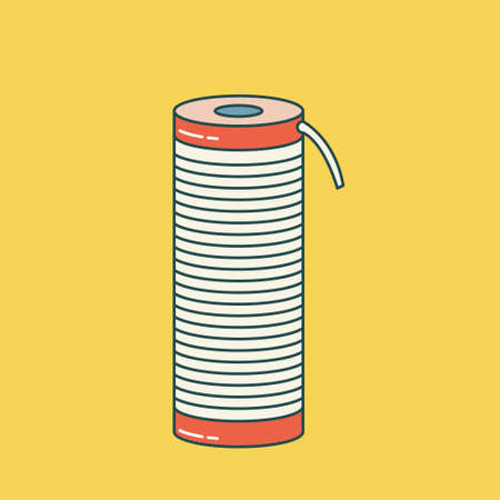 Coil of wire, thread, alloy, rope in a coil. outline drawing. flat style. vector