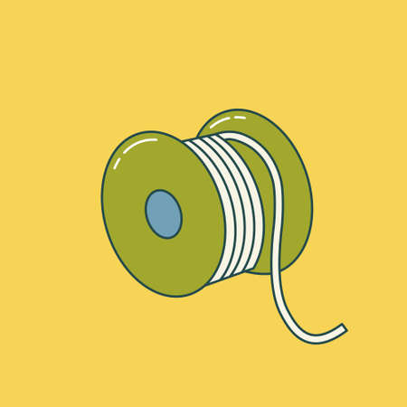 Coil of wire, thread, alloy, rope in a coil. outline drawing. flat style. vectorのイラスト素材