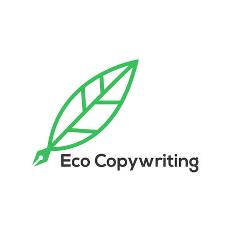 Logo Eco Copywriting consisting of letters in the form of a leaflet on the end of the penのイラスト素材