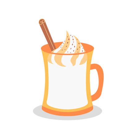 Tasty holiday drinks. Christmas party drink. Christmas Eggnog with Foam. Hot cocktail with cinnamon and creamy foamのイラスト素材