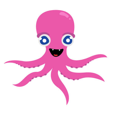 Joyful octopus with tentacles. Vector editable illustrationのイラスト素材