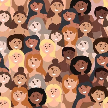 Pattern of girls of different nationalitiesのイラスト素材