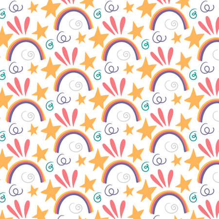 Children fairy pattern made of rainbow stars spirals. vector editable backgroundのイラスト素材