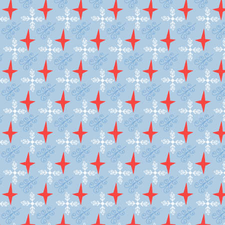 Pattern Christmas snowflakes stars. New year background merry Christmas. Vector illustration in blue shades for gift wrappingのイラスト素材