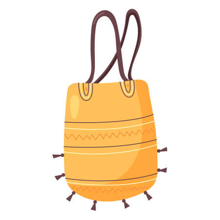 Vector orange beach bag with fringeのイラスト素材