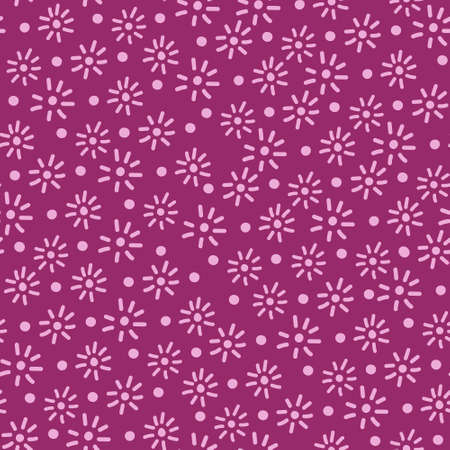 Purple pattern simple flower buds.Nature doodle hand drawn flat cartoon background nursery vector digital paper textile fabric wallpaperのイラスト素材