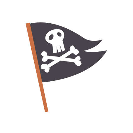 black pirate flag with skullのイラスト素材