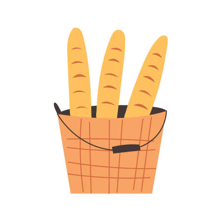 Basket with baguetteのイラスト素材