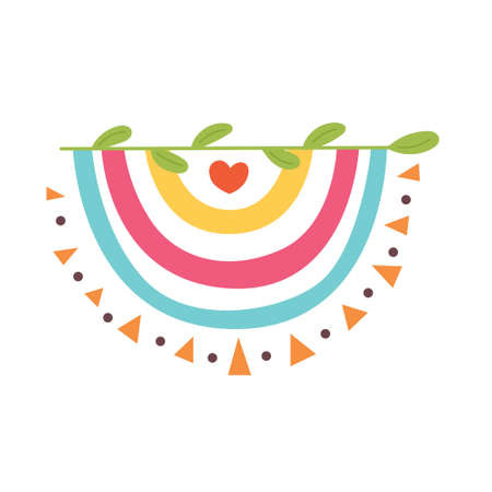 Inverted baby rainbow with triangles and leavesのイラスト素材