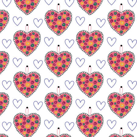 Seamless pattern floral heart. Valentine's Day digital paper wallpaper textile fabric repeat backgroundのイラスト素材