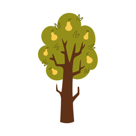 fruit tree pear flatのイラスト素材