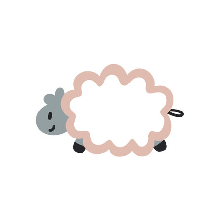 Baby wooden rattles sheep. Boho Baby Nursery Scandinavian Neutral Decor Element. Baby Shower Minimalist Clipart for Newbornのイラスト素材