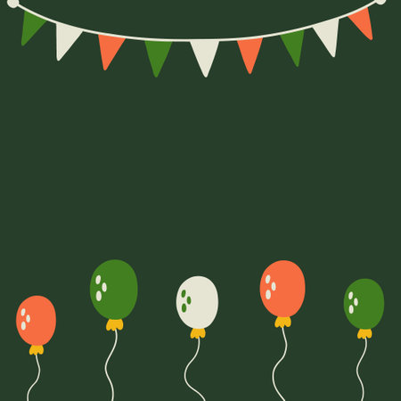 Saint Patrick's Day vector green background concept balloons and flags. Flat wallpaper for isolated text designのイラスト素材