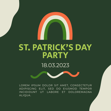 Saint Patrick's Day vector banner invitation concept with Irish rainbow on green background and typography. Flat design for print inviteのイラスト素材