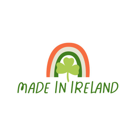 Saint Patrick's Day vector illustration concept rainbow and made ireland typography. Flat illustration clipart for print designのイラスト素材
