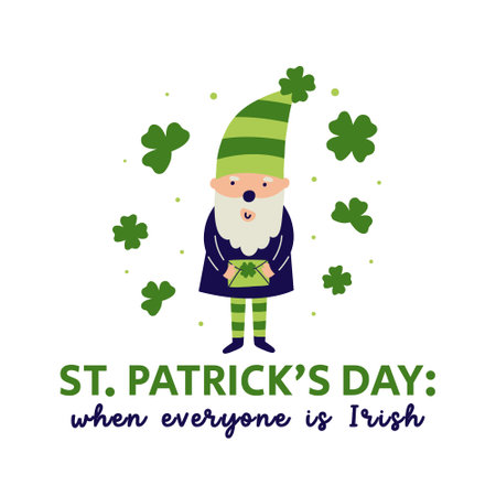 Saint Patrick's Day vector illustration concept leprechaun and typography. Flat illustration clipart for print designのイラスト素材