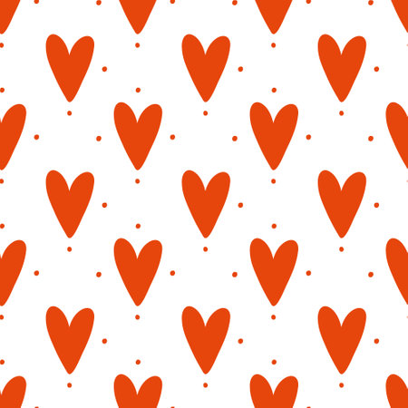 Minimalist pattern red heart and dot. Love romantic background. Valentines designのイラスト素材