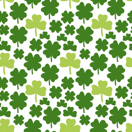 Saint Patrick's Day vector seamless pattern with green clover celebration. Irish background for print, textile, wrapping paper, fabricのイラスト素材