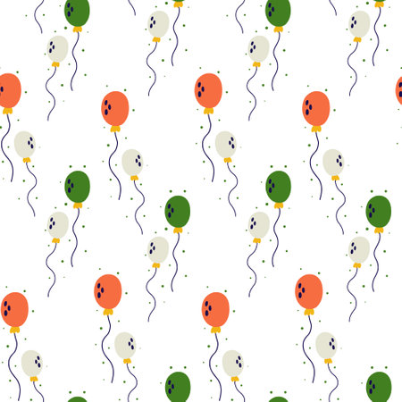 Saint Patrick's Day vector seamless pattern with ireland flag balloons. Irish background for print, textile, wrapping paper, fabricのイラスト素材