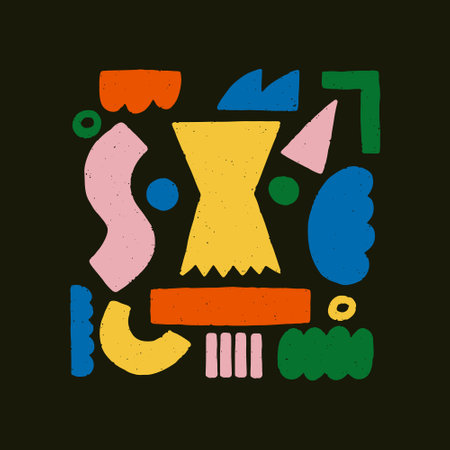 Geometry basic shape illustrated poster. Colorful bright geometric figure. Vector hand drawn illustrated trendy designのイラスト素材
