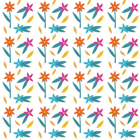 Seamless little floral pattern. Hand Drawn naive blossom flower. Vector trendy texture for fabric, textile, wallpaperのイラスト素材