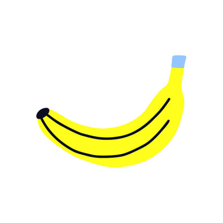 Tropical acid fruit isolated yellow banana. hand drawn vectorのイラスト素材