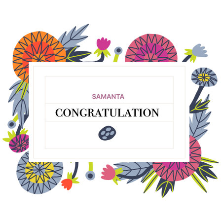 Flower Dahlias frame for text vector in hand drawn style. Floral Botanical bouquet rectangle border with leaves. Greeting card, wedding banner, invitation designのイラスト素材