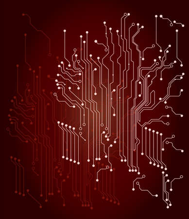 Circuit Board - Printed circuit board at red backgroundのイラスト素材