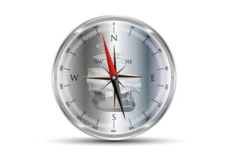 Compass Metallic With Sailboat Backgroundのイラスト素材