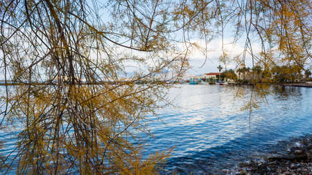 Beautiful autumn day at a small village near the sea 