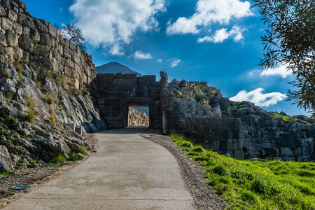 Lion gate picture in Mykines, Greeceの写真素材