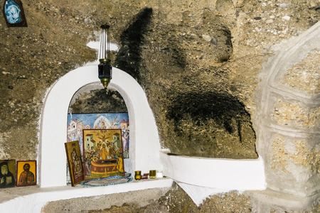 Religious pictures in a Greek monasteryの写真素材
