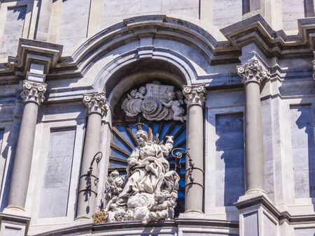 Italy, Sicily, Catania, Duomo Square, details of the Cathedral facade - Cappella di Sant Agata, built in XI centuryの写真素材